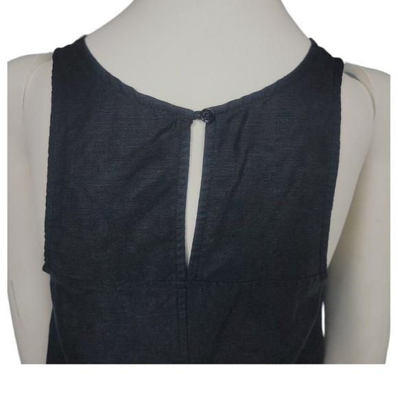 Aritzia Wilfred Black Octave Linen Tank Top Crop Blouse Fray Raw Hem Keyhole XXS - Picture 8 of 12